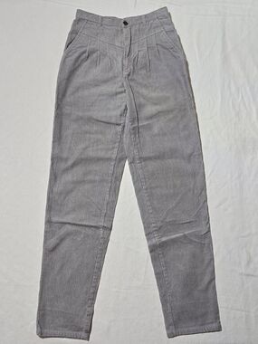 Vintage High-Rise Women's Corduroy Jeans in Light Gray